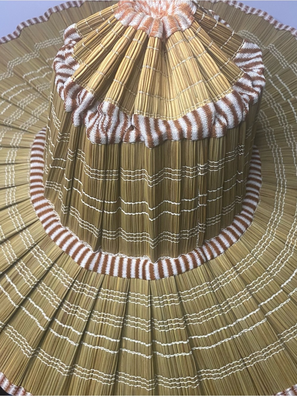 Vintage 1960s 1970s Foldable STRAW BUCKET SUN HAT Beach Travel Boho Rare! - Picture 11 of 15